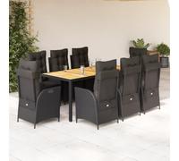 Lumanois Set da Pranzo da Giardino 9 pz con Cuscini Nero in Polyrattan, Mobili,Mobili da Giardino,Set da Giardino, 105.3kg-3213101