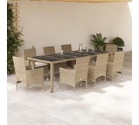 Lumanois Set da Pranzo da Giardino 9 pz con Cuscini Polyrattan e Vetro,Mobili,Mobili da Giardino,Set da Giardino,100.56kg-3278595