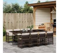 Lumanois Set da Pranzo da Giardino 9pz con Cuscini Marrone in Polyrattan,Mobili,Mobili da Giardino,105.2kg-3210921
