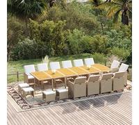 Lumanois Set da Pranzo per Giardino 17pz con Cuscini in Polyrattan Beige, Mobili,Mobili da Giardino,Set da Giardino, 164.5kg-3095637