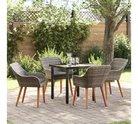 Lumanois Set da Pranzo per Giardino con Cuscino 5 PCS Grigio polyrattan, Mobili,Mobili da Giardino,Set da Giardino, 46.14kg-3261685