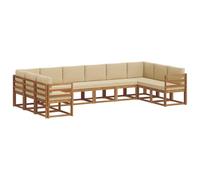 Lumanois Set di divani da Esterno con Cuscino 10 PCS Naturale e Beige, Mobili,Set di mobili, 116.56kg-3367041