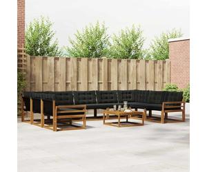 Lumanois Set di divani da Esterno con Cuscino 10 PCS Naturale e Nero, Mobili,Set di mobili, 115.56kg-3369867