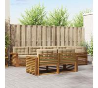 Lumanois Set di divani da Esterno con Cuscino 7 PCS Naturale e Beige, Mobili,Set di mobili, 144.04kg-3373628