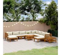 Lumanois Set Divani da Giardino 12 pz con Cuscini Crema in Legno Acacia, Mobili,Mobili da Giardino,Set da Giardino, 116kg-3086944