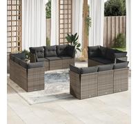Lumanois Set Divani da Giardino 12 pz con Cuscini Grigio in Polyrattan,Mobili,Mobili da Giardino,105kg-3217330