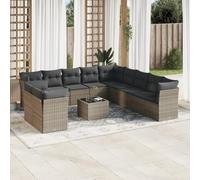 Lumanois Set Divani da Giardino 12 pz con Cuscini Grigio in Polyrattan,Mobili,Mobili da Giardino,105.8kg-3249729