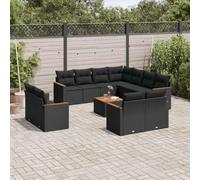 Lumanois Set Divani da Giardino 12 pz con Cuscini Nero in Polyrattan,Mobili,Mobili da Giardino,105.6kg-3258905