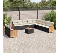 Lumanois Set Divani da Giardino 12 pz con Cuscini Nero in Polyrattan,Mobili,Mobili da Giardino,105.8kg-3260215