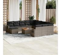 Lumanois Set Divani da Giardino 13 pz con Cuscini Grigio in Polyrattan,unità per Divano componibile da Esterno,101.4kg-3224870