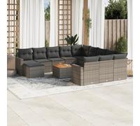 Lumanois Set Divani da Giardino 13 pz con Cuscini Grigio in Polyrattan,unità per Divano componibile da Esterno,100.4kg-3224429