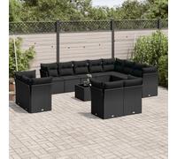 Lumanois Set Divani da Giardino 13pz con Cuscini Nero in Polyrattan,Mobili,Mobili da Giardino,116kg-3250374