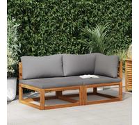 Lumanois Set Divani da Giardino 2 pz con Cuscini Grigio Scuro in Acacia,unità per Divano componibile da Esterno,21.4kg-311856