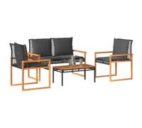 Lumanois Set Divani da Giardino 4 pz con Cuscini Nero in Polyrattan,Mobili,Mobili da Giardino,26.8kg-365858