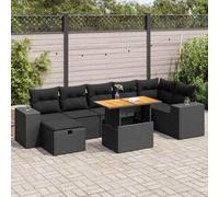 Lumanois Set Divani da Giardino 5 pz con Cuscini Nero Polyrattan Acacia,Mobili,Mobili da Giardino,75.6kg-3328091