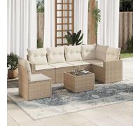 Lumanois Set Divani da Giardino 7 pz con Cuscini Beige in Polyrattan,Mobili e sedie da Giardino,unità per Divano componibile da Esterno,61.4kg-3251375