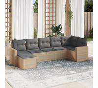 Lumanois Set Divani da Giardino 7 pz con Cuscini Beige in Polyrattan,Mobili e sedie da Giardino,unità per Divano componibile da Esterno,60.4kg-3251616
