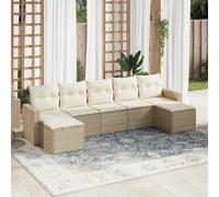 Lumanois Set Divani da Giardino 7 pz con Cuscini Beige in Polyrattan,Mobili e sedie da Giardino,unità per Divano componibile da Esterno,56.4kg-3251675