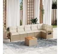 Lumanois Set Divani da Giardino 7 pz con Cuscini Beige in Polyrattan,unità per Divano componibile da Esterno,57.2kg-3224574