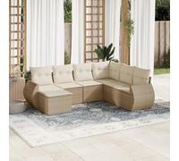 Lumanois Set Divani da Giardino 7 pz con Cuscini Beige in Polyrattan,unità per Divano componibile da Esterno,55.4kg-3221697