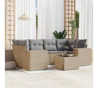 Lumanois Set Divani da Giardino 7 pz con Cuscini Beige in Polyrattan,unità per Divano componibile da Esterno,63.4kg-3222318