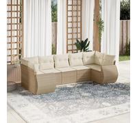 Lumanois Set Divani da Giardino 7 pz con Cuscini Beige in Polyrattan,unità per Divano componibile da Esterno,59.2kg-3221787