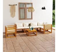 Lumanois Set Divani da Giardino 7 pz con Cuscini Crema Massello Acacia,Mobili,Mobili da Giardino,75kg-3057660