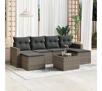 Lumanois Set Divani da Giardino 7 pz con Cuscini Grigio in Polyrattan,Mobili e sedie da Giardino,unità per Divano componibile da Esterno,58.4kg-3251667