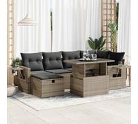 Lumanois Set Divani da Giardino 7 pz con Cuscini Grigio in Polyrattan,Mobili,Mobili da Giardino,70.8kg-3327860