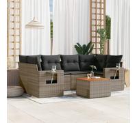 Lumanois Set Divani da Giardino 7 pz con Cuscini Grigio in Polyrattan,unità per Divano componibile da Esterno,59.4kg-3224464