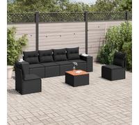 Lumanois Set Divani da Giardino con Cuscini 7pz Nero Polyrattan,Mobili,Mobili da Giardino,56.2kg-3225390