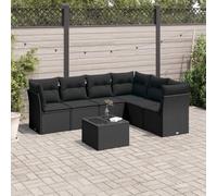Lumanois Set Divani da Giardino con Cuscini 7pz Nero Polyrattan,Mobili,Mobili da Giardino,56.6kg-3217685