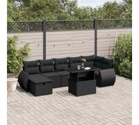 Lumanois Set Divani da Giardino con Cuscini 8 pz Nero in Polyrattan,Mobili,Mobili da Giardino,70.1kg-3275145