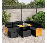 Lumanois Set Divani da Giardino con Cuscini 8 pz Nero in Polyrattan,Mobili,Mobili da Giardino,70.3kg-3276261