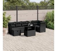 Lumanois Set Divani da Giardino con Cuscini 8 pz Nero in Polyrattan,Mobili,Mobili da Giardino,70.6kg-3274665
