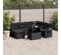 Lumanois Set Divani da Giardino con Cuscini 8 pz Nero in Polyrattan,Mobili,Mobili da Giardino,70.7kg-3274995