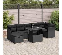 Lumanois Set Divani da Giardino con Cuscini 8 pz Nero in Polyrattan,Mobili,Mobili da Giardino,75.4kg-3327785