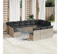 Lumanois Set Divani Giardino 13 pz con Cuscini Grigio Chiaro Polyrattan,Mobili,Mobili da Giardino,105.8kg-3250231