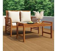 Lumanois Set Divani Giardino 2 pz Cuscini Bianco Crema in Legno Massello, Mobili,Mobili da Giardino,Set da Giardino, 26.2kg-312141