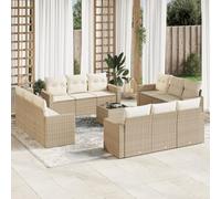 Lumanois Set Divano da Giardino 13 pz con Cuscini Beige in Polyrattan,Mobili e sedie da Giardino,unità per Divano componibile da Esterno,116.2kg-3251115