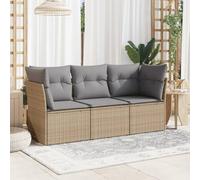 Lumanois Set Divano da Giardino 3 pz con Cuscini Beige in Polyrattan,Mobili,Mobili da Giardino,26.6kg-3217209