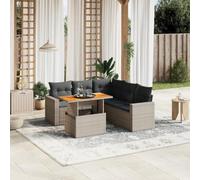 Lumanois Set Divano da Giardino 6 pz con Cuscini Grigio in Polyrattan,Mobili,Mobili da Giardino,56.6kg-3271312