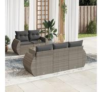 Lumanois Set Divano da Giardino 6 pz con Cuscini Grigio in Polyrattan,Mobili,Mobili da Giardino,57kg-3253437