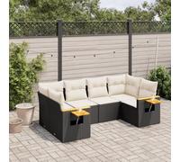 Lumanois Set Divano da Giardino 6 pz con Cuscini Nero in Polyrattan,Mobili,Mobili da Giardino,56.4kg-3259501