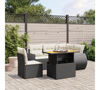 Lumanois Set Divano da Giardino 6 pz con Cuscini Nero in Polyrattan,Mobili,Mobili da Giardino,56.5kg-3272197