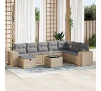 Lumanois Set Divano da Giardino 9 pz con Cuscini Beige in Polyrattan,Mobili,Mobili da Giardino,80.3kg-3325745
