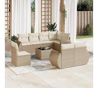 Lumanois Set Divano da Giardino 9 pz con Cuscini Beige in Polyrattan,unità per Divano componibile da Esterno,75.6kg-3221647