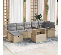 Lumanois Set Divano da Giardino con Cuscino 8 PCS Beige Poly Rattan, Mobili,Mobili da Giardino, 75kg-3361019