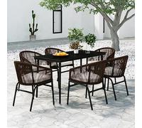 Lumanois Set Mobili da Pranzo per Giardino 7 pz Marrone,Mobili,Mobili da Giardino,Set da Giardino,55.26kg-3099248