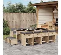 Lumanois Set Pranzo da Giardino 13 pz con Cuscini Beige Misto Polyrattan, Mobili,Mobili da Giardino,Set da Giardino, 116.9kg-3211164